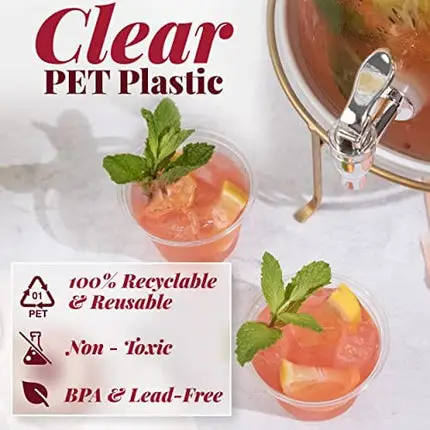 50 Clear Plastic Cups | 9 oz Plastic Cups | Disposable Cups | PET Clear Cups | Plastic Wine Glasses | Clear Plastic Party Cups