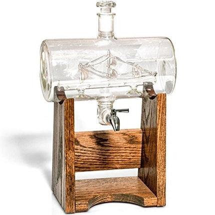 Bourbon Whiskey Decanter - 1150ml Liquor Dispenser for Rum, Vodka, Wine, Whiskey, Etc- Sailing/Boating Gifts for Men and Women, Nautical Decor Newlywed Gift, Unique Bourbon Gifts (Prestige Decanters)