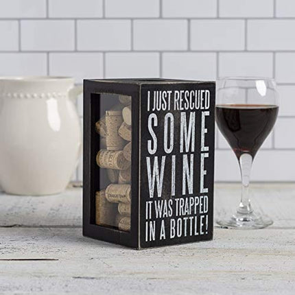 Primitives by Kathy Classic Black and White Cork Holder, 4.25 x 7.25 x 4.25-Inches, Bottle of Really Good Wine