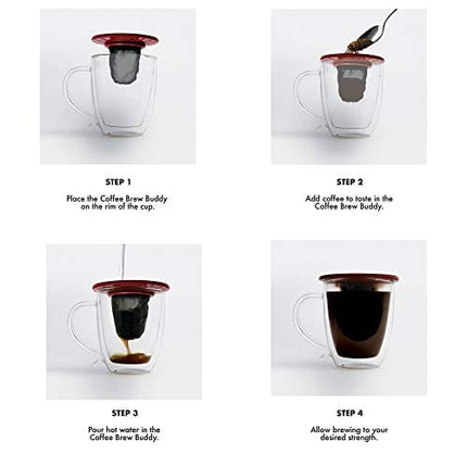 Primula Brew Buddy Portable Pour Over, Reusable Fine Mesh Filter, Dishwasher Safe, Single Cup of Coffee or Tea at Any Strength, Ideal for Travel or Camping, 404.88 milliliters, Red