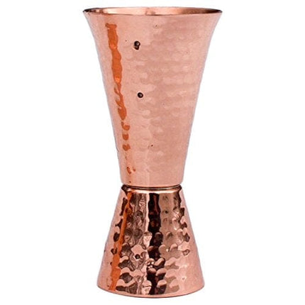 Prince of Scots Premium Hammered Pure Solid Copper Double Side Jigger, 1 ounce and 2 ounce Cups with 5 marks for measurement