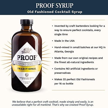 Proof Syrup Pecan Old Fashioned Cocktail Mixer (16 Ounces) | Makes 32 Cocktails | w/Real Bitters & Organic Sugar