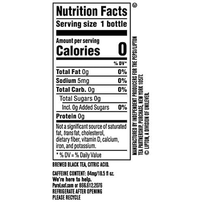 Pure Leaf Iced Tea, Unsweetened Black Tea, 18.5 Oz Bottles (12 Pack)