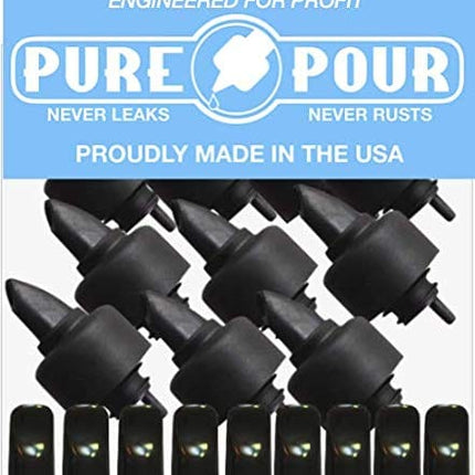 Pour Spouts and Universal Dust Caps | Liquor Pourers with Rubber Dust Caps for Alcohol Bottles, Olive Oil, Syrup, Balsamic Vinegar and More (10 Pack of Pour Spouts)