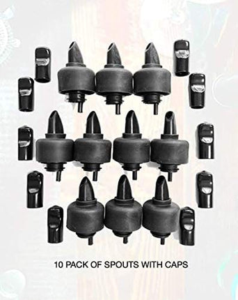 Pour Spouts and Universal Dust Caps | Liquor Pourers with Rubber Dust Caps for Alcohol Bottles, Olive Oil, Syrup, Balsamic Vinegar and More (10 Pack of Pour Spouts)