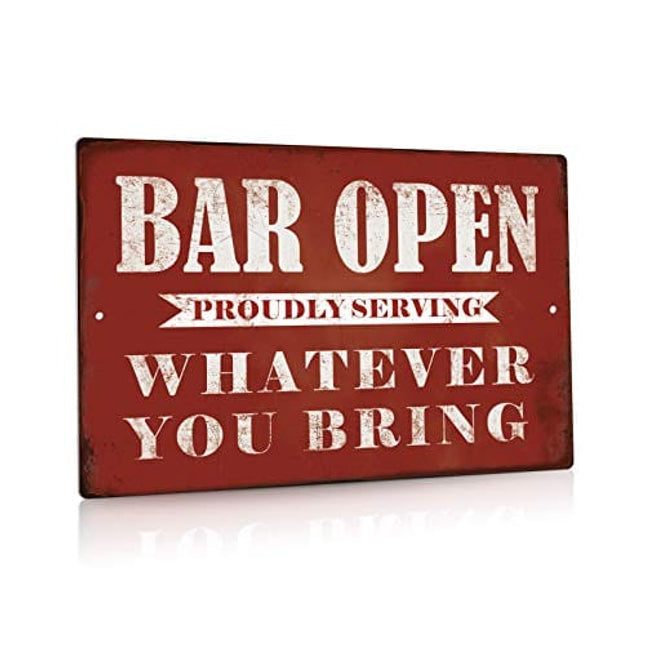 Putuo Decor Bar Open Metal Tin Sign Bar Man Cave Funny Wall Decor, 8"x12"