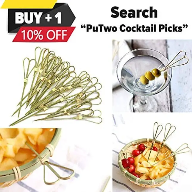 PuTwo Stainless Steel Martini Glass Cocktail Picks, 4.25Inch, Circle End of 8 Spears