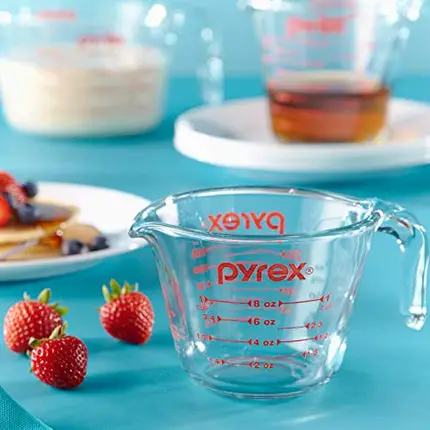 Pyrex 3 Piece Glass Measuring Cup Set, Includes 1-Cup, 2-Cup, and 4-Cup Tempered Glass Liquid Measuring Cups, Dishwasher, Freezer, Microwave, and Preheated Oven Safe, Essential Kitchen Tools