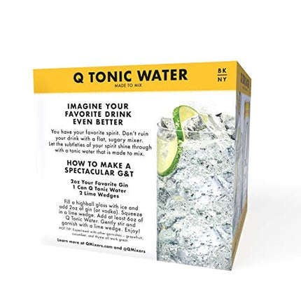 Q Mixers Tonic Water, Premium Cocktail Mixer, 7.5 oz (12 Cans)