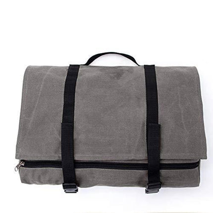 Bar & Wine Tools Bag, Bartender Kit Bag, Portable Bar Case bag for Travel, Professional Bartender Kit Tote Bag, Portable Large Bar Sets Roll Bag, Grey (Not Include Tools)