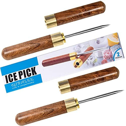 2 pcs Ice Pick. Ice Pick For Breaking Ice. Picks Stainless Steel Wooden Handle With Cover for Kitchen. for Kitchen, Bars, Bartender, Picnics, Camping, And Restaurant.
