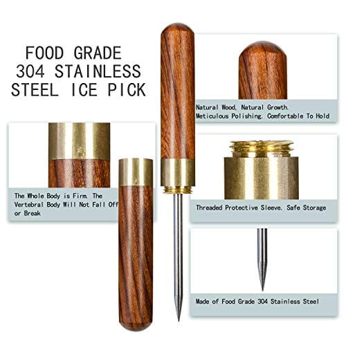 Stainless Steel Ice Pick with Wooden Handle, Portable Ice Pick Ice Breaking  Kitchen Tool Crusher Icepick for Kitchen Bar Camping 