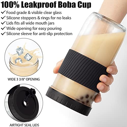 BobaGO Reusable Boba Cup with Straw, Bubble Tea Cup with Recipe