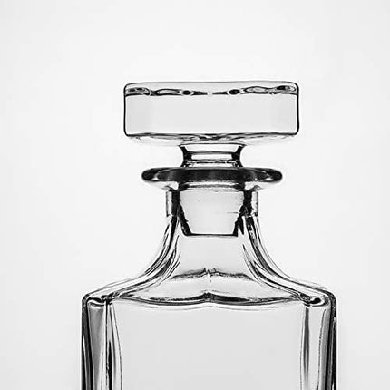 Square 26oz Whiskey Decanter with Glass Stopper—Lead Free
