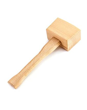 QWORK Wooden Mallet, 9.5" Manual Ice Hammer Mallet Beech Solid Carpenter Wood Hammer Woodworking Hand Tool