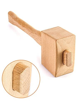 QWORK Wooden Mallet, 9.5" Manual Ice Hammer Mallet Beech Solid Carpenter Wood Hammer Woodworking Hand Tool