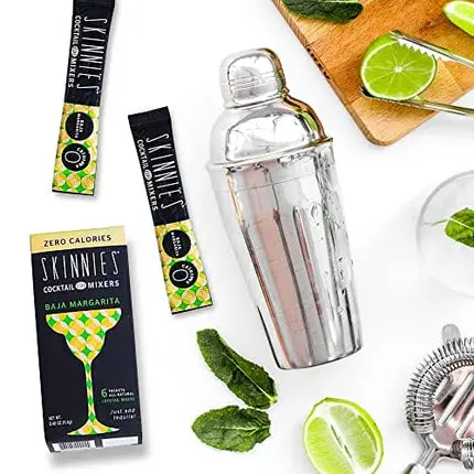 RSVP Skinnies Baja Margarita - Zero Sugar Cocktail Mixers - Gluten Free and All Natural Margarita Drink Mix for Cocktails or Mocktails (4 boxes/24 packets)