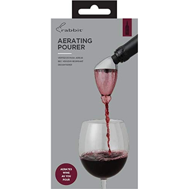 Rabbit Wine Aerator and Pourer, 7-Inch, Silver/Black/Clear