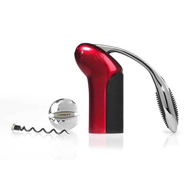 Rabbit Original Vertical Lever Corkscrew Wine Opener with Foil Cutter and Extra Spiral (Candy Apple Red)