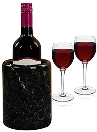 Wine Chiller Tabletop Handmade Marble Wine Chillers - 5x5x6.5 Inch" Tall Portable Home & Kitchen Decoration - Black Champagne Cooler Best for Utensil, Flower Vase & Stationery Holders (BZ-03)