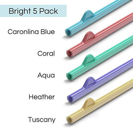Rain Straw - Easy Clean Reusable Drinking Straws That Snap Open for Easy Cleaning - No Cleaning Brush or Cleaner Needed - Eco Friendly BPA Free 10.5" long Plastic Straws for Tumbler (Bright, 5 Pack)