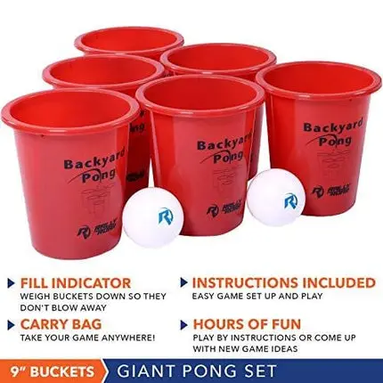 Jumbo Beer Pong Set for Outdoors - Fun Drinking Games for Adults, College Age - Jumbo Cup and Pong Throwing Game for Yard, Party, Bar, Lawn, Backyard, Tailgating - Fun Outside Games