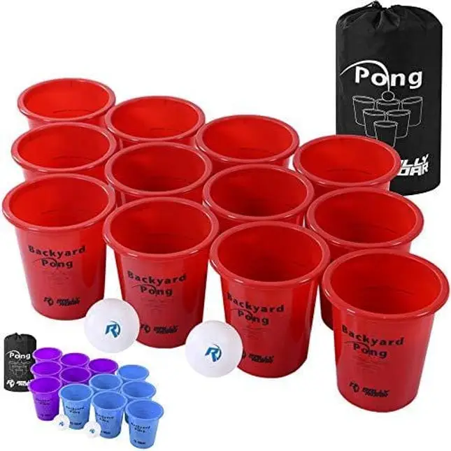 True XL Beer Pong Set with Jumbo Party Cups, Drinking Games for Adults,  Each Cup is 110 ounces, Includes 20 Cups and 4 XL Pong Balls, Beverage  Accessories