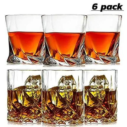 Old Fashioned Whiskey Glasses,6 Pack ,10 OZ Scotch GlassesTumblers for Drinking Bourbon/Cocktail glasses/Bar Whiskey Glasses/ Two styles (Premium)