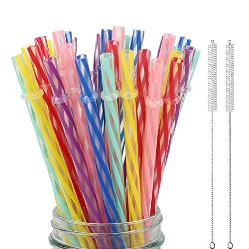 25 Pack, Extra Long 9 inch Reusable Plastic Thick Straws for Large