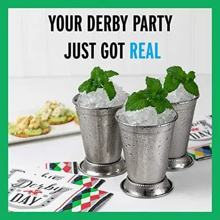 Mint Julep Cups: Stainless Steel Kentucky Derby Glasses, Set of 2 OR Set of 4, Metal 12 oz Cocktail Glasses, Derby Party Supplies
