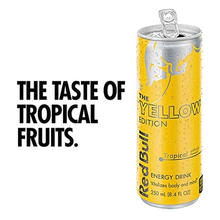 Red Bull Energy Drink, Tropical, Yellow Edition, 8.4 Fl Oz (24 Pack)