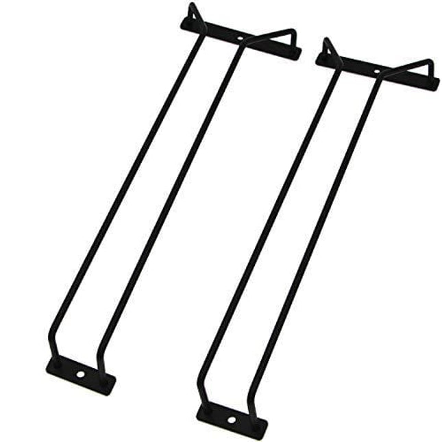 RedDreamer 14-Inch Black Wine Glass Rack, Under Cabinet Wine Glass Holder Stainless Steel Stemware Rack - Hanging Stemware Holder for Cabinet Kitchen Bar, Set of 2
