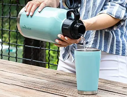 Advanced Mixology Insulated Growler, 64 oz – Up to 60 Hours Cold – Vacuum Insulated, Large Capacity for Any Adventure – Dual Opening Leak-Proof Lid, Doubles as a Cup – Eucalyptus, Opaque Gloss
