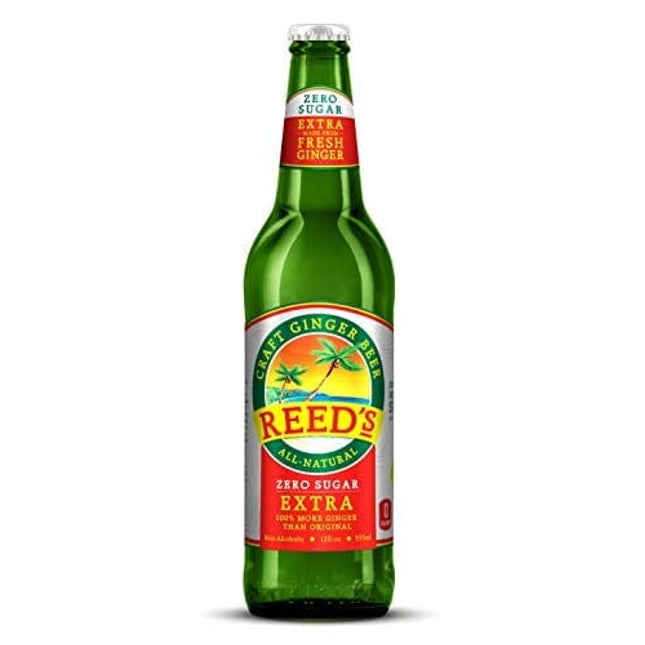 Reed's, Zero Sugar Extra Ginger Beer, Great Tasting All Natural Certified Ketogenic Soda Drink (12OZ Bottle)