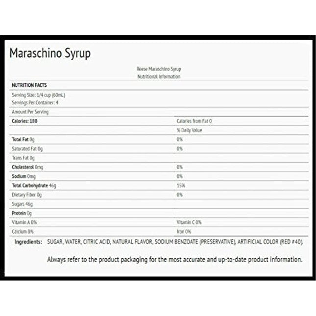 Reese Syrup Maraschino, 8 Fl Oz (Pack of 2)