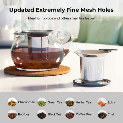 Reinmoson Tea Infusers for Loose Tea, Food Grade Silicone and 304 Stainless Steel Extra Fine Mesh Tea Strainer for Loose Leaf Tea Single Cup, Loose Leaf Tea Steeper for White Tea, Rooibos, etc