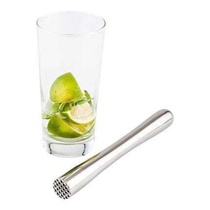 8-inch Stainless Steel Cocktail Muddler: Perfect for Bars, Catering Events, and Home Use - Commercial Grade - Long Handle Length for Easy Use with Mojitos and Old Fashioneds - 1-CT - Restaurantware
