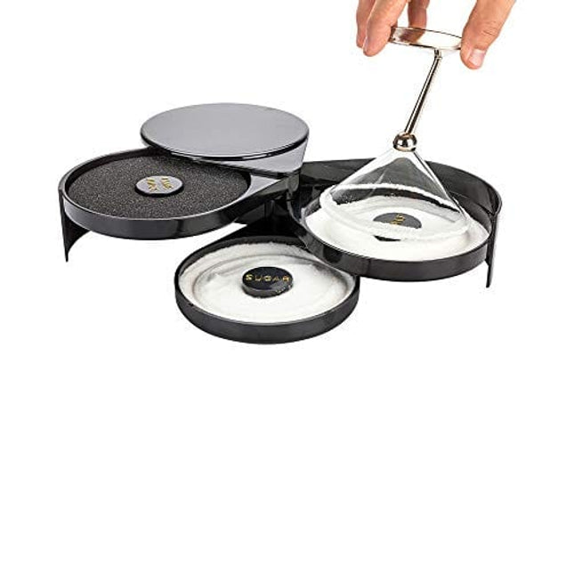 Bar Lux 7.8 x 6.3 x 2.8 Inch Bar Glass Rimmer, 1 3 Tiers Glass Rimming Station - Pull Out Compartments, For Cocktails, Black Plastic Bar Sugar Rimmer, For Salt, Sugar, Or Spices - Restaurantware