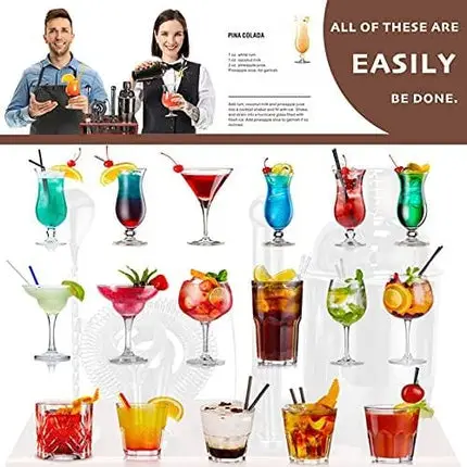 Cocktail Shaker Set Bartender Kit with Stand Black 24 OZ for Tequila Whiskey, Bar Kit Drink Mixer Shaker Set Including Martini Shaker, Mojito Muddler, Jigger, Mixing Spoon, Hawthorne Strainer