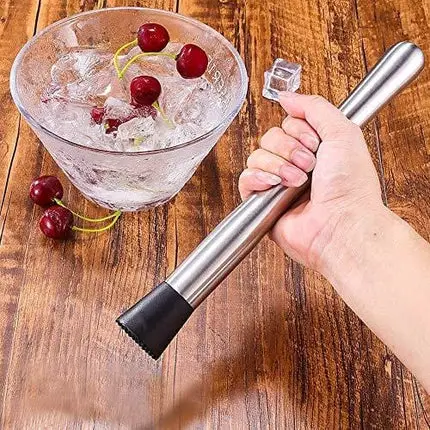 10 Inch Stainless Steel Cocktail Muddler and Mixing Spoon, 2 Pieces Home Bar Tool Bartender Set for Cocktails Mojitos Ice Fruit Drinks