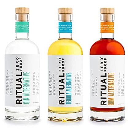 Ritual Zero-Proof Tequila, Gin & Rum Alternatives | Award-Winning Non-Alcoholic Spirits | 25.4 Fl Oz (750ml) Each | Low & No Calorie | Keto, Paleo & Low Carb Diet Friendly | Alcohol Free Cocktails