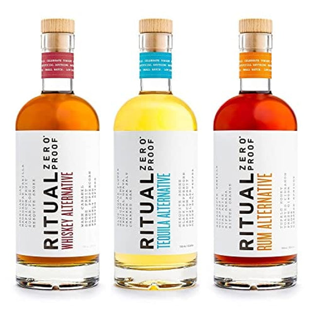 RITUAL ZERO PROOF Tequila, Whiskey & Rum Alternatives | Award-Winning Non-Alcoholic Spirits | 25.4 Fl Oz (750ml) Each | Low & No Calorie | Keto, Paleo & Low Carb Diet Friendly | Alcohol Free Cocktails