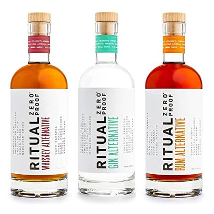 Ritual Zero-Proof Whiskey, Gin & Rum Alternatives | Award-Winning Non-Alcoholic Spirits | 25.4 Fl Oz (750ml) Each | Low & No Calorie | Keto, Paleo & Low Carb Diet Friendly | Alcohol Free Cocktails