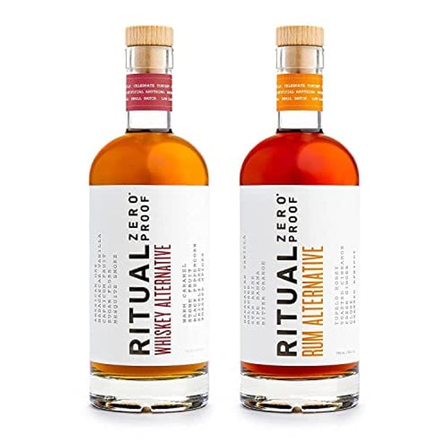 Ritual Zero-Proof Whiskey & Rum Alternatives | Award-Winning Non-Alcoholic Spirits | 25.4 Fl Oz (750ml) Each | Only 10 Calories | Keto, Paleo & Low Carb Diet Friendly | Alcohol Free Cocktails