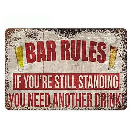 Original Vintage Design Bar Rules Tin Metal Wall Art Signs, Thick Tinplate Print Poster Wall Decoration for Bar (Beer Rules, 8x12 Inches (20x30 CM))