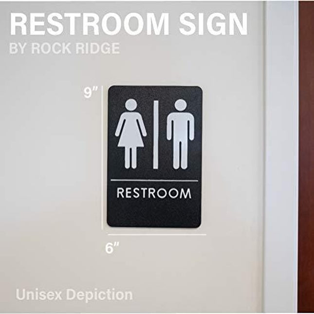 Rock Ridge Unisex Restroom Sign ADA-Compliant Bathroom Door Sign for Offices, Businesses, and Restaurants, Made in USA