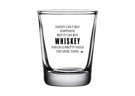 Funny Shot Glass Money Happiness Whiskey Gag Gift
