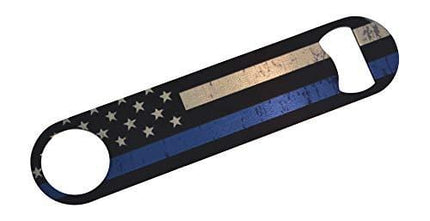 Thin Blue Line Police Officer Speed Bottle Opener Heavy Duty Gift Law Enforcement Blue Lives Matter Flag