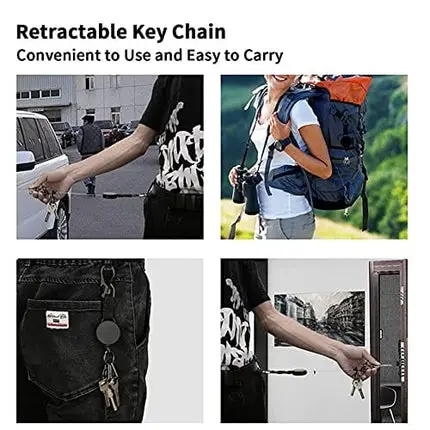 Retractable Keychains Key Rings,Multitool Carabiner Key Belt Clip Badge Holder Reel with Wire Rope Bottle Opener (3Pack)