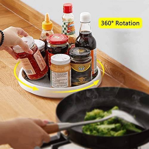 360 Rotation Non-Skid Spice Rack Pantry Cabinet Turntable with Seasoning  Storage Box Rotating Organizer for Kitchen Condiment